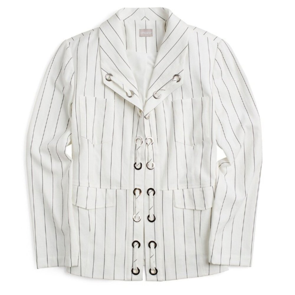 Chico's Striped Grommet-Detail Crepe Jacket